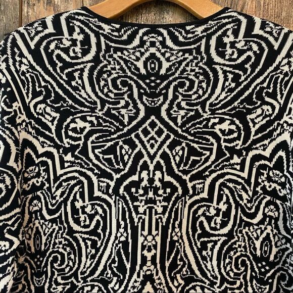 Colette Mordo Sadimara Sz M Black White Jacquard Knit Midi Button Sweater Jacket - Picture 12 of 12